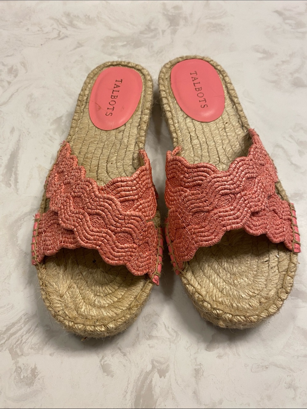 Talbots Coral Crochet Espadrille Slides
